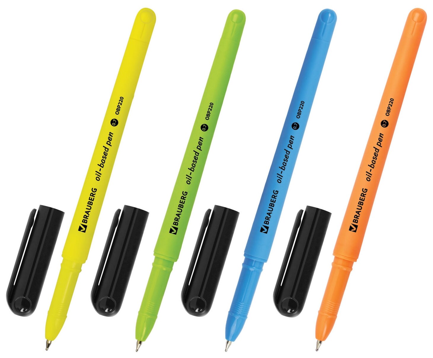 Ручка шариковая масляная Brauberg "Fine Neon", синяя, корпус узел 0,7 мм, линия письма 0,35 мм, 142948  Brauberg