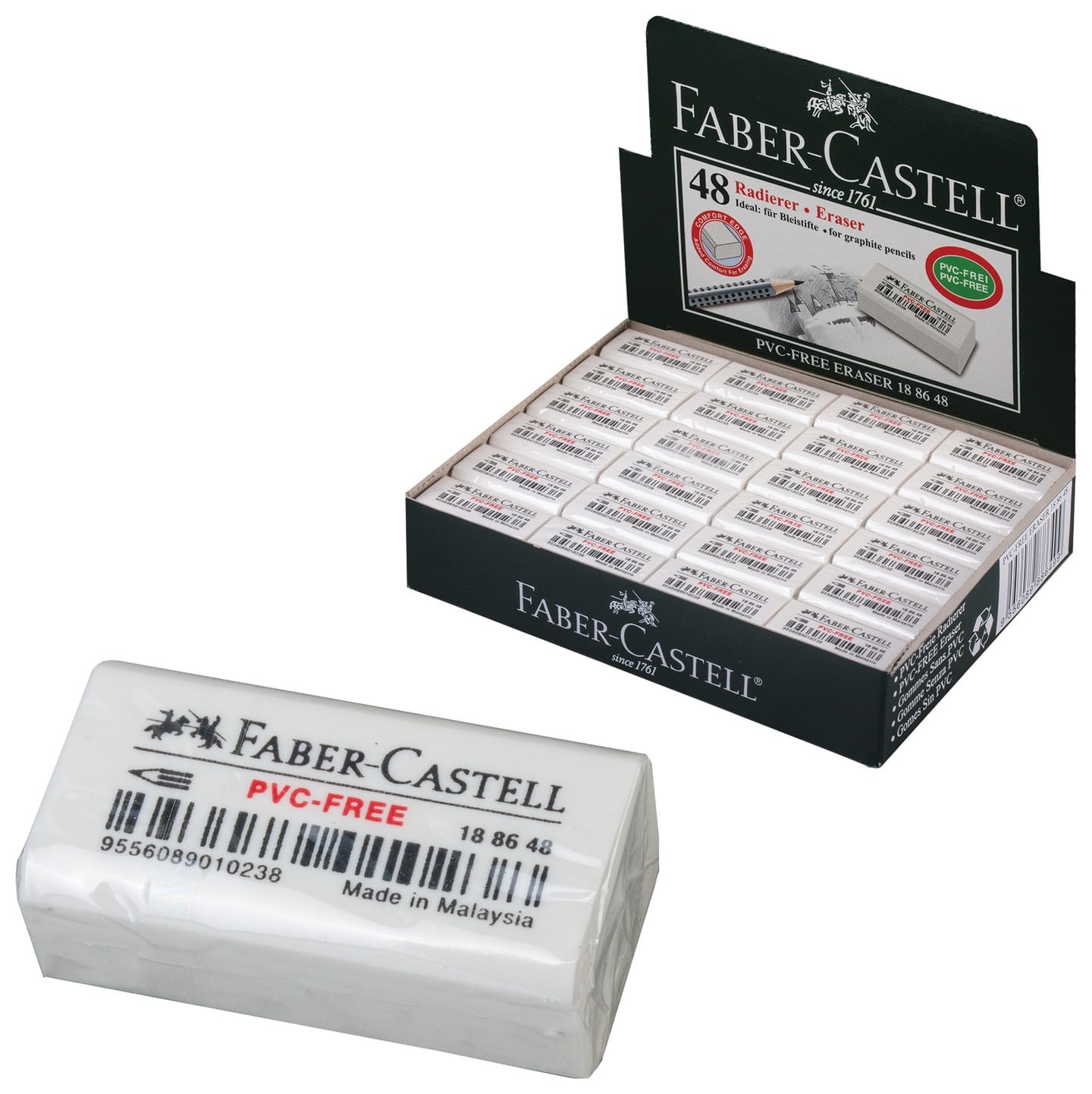 

Ластик Faber-castell "PVC Free", 31x16x11 мм, белый, прямоугольный, 188648