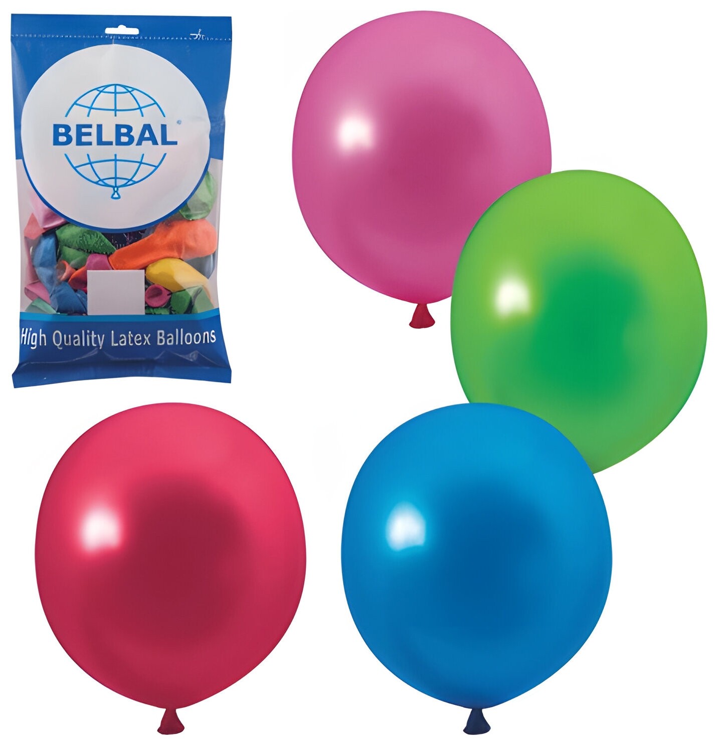 Шары воздушные 12" (30 см), комплект 50 шт., 12 цветов металлик, в пакете, 1101-0034  Веселая затея