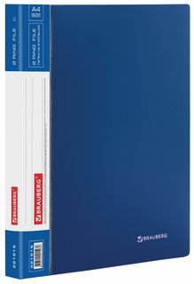 Папка на 2 кольцах Brauberg "Стандарт", 25 мм, синяя, до 170 листов, 0,8 мм, 221615 Brauberg