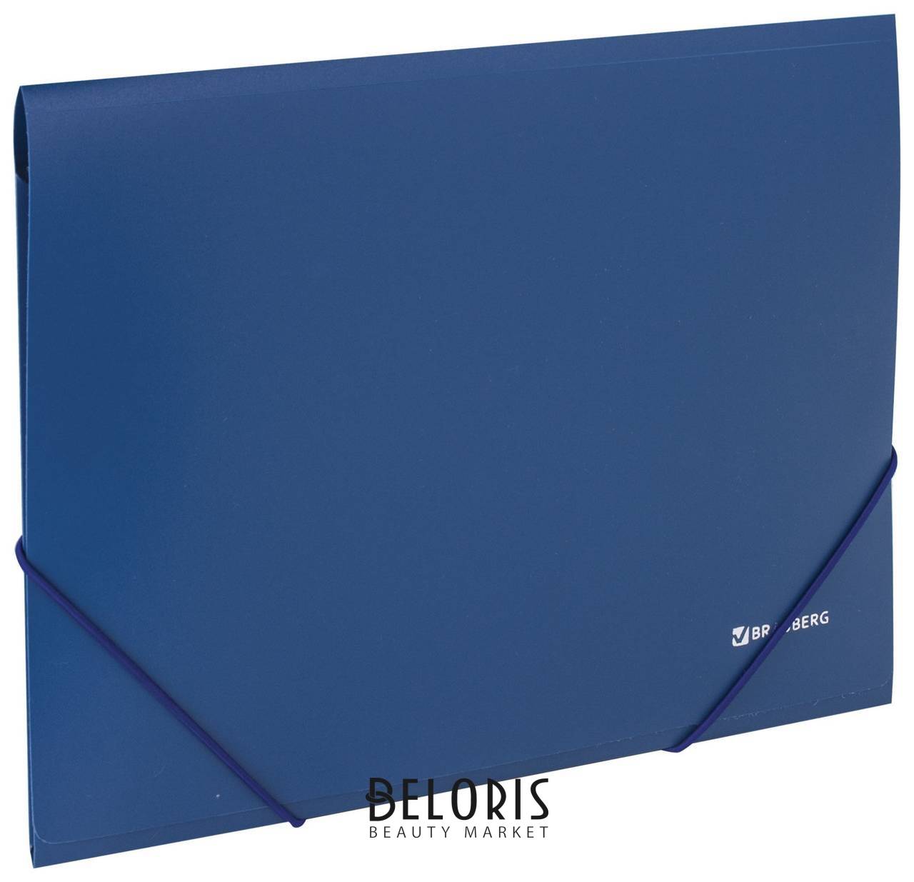 Папка на резинках Brauberg, стандарт, синяя, до 300 листов, 0,5 мм, 221623 Brauberg