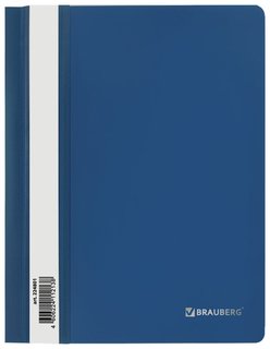 Скоросшиватель пластиковый малого формата (160х228 мм), А5, Brauberg, 130/180 мкм, синий, 224801 Brauberg