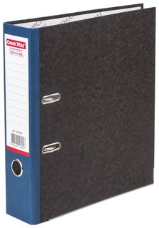Папка-регистратор офисмаг, фактура стандарт, с мраморным покрытием, 75 мм, синий корешок, 225583 Офисмаг