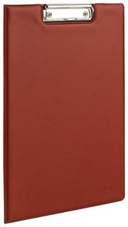 Папка-планшет Brauberg, А4 (340х240 мм), с прижимом и крышкой, картон/пвх, бордовая, 225687 Brauberg