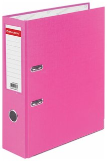 Папка-регистратор Brauberg с покрытием из пвх, 80 мм, с уголком, розовая (Удвоенный срок службы), 227195 Brauberg