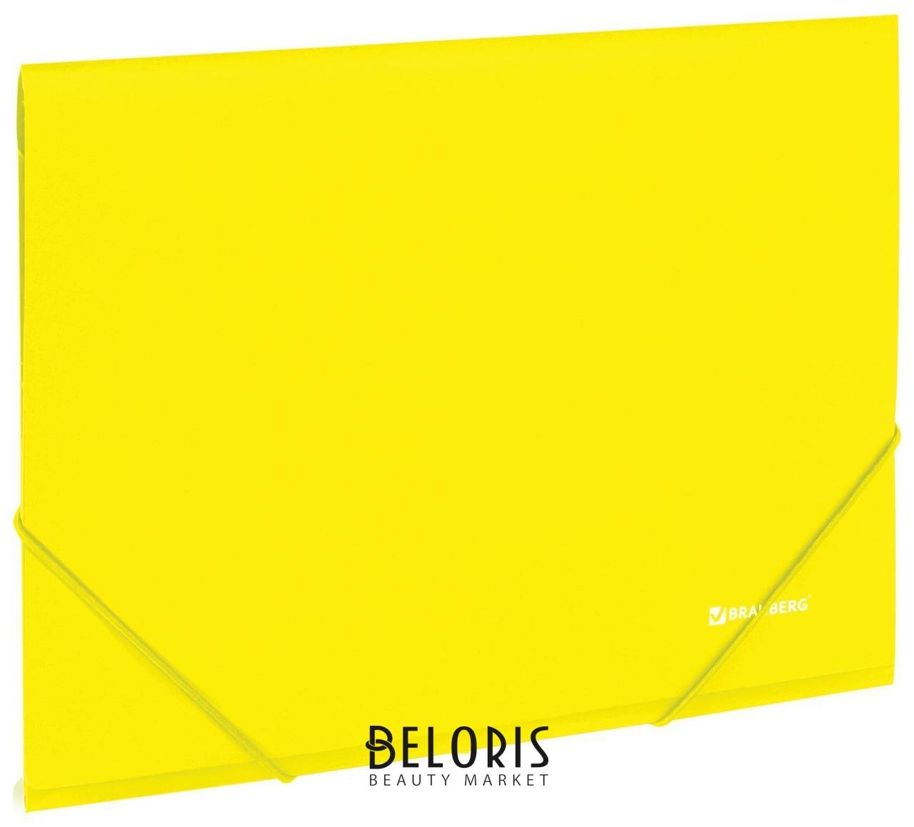 Папка на резинках Brauberg Neon, неоновая, желтая, до 300 листов, 0,5 мм, 227461 Brauberg