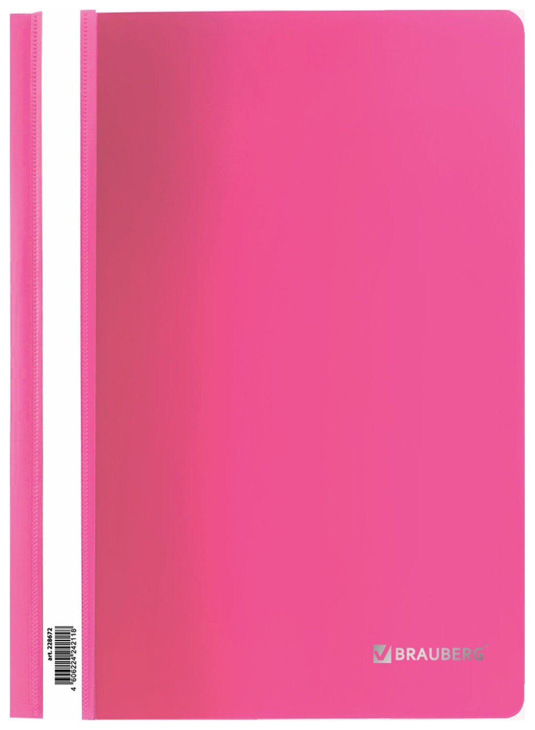 Скоросшиватель пластиковый Brauberg, А4, 130/180 мкм, розовый, 228672  Brauberg