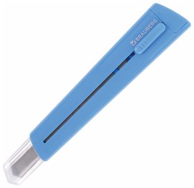 Нож канцелярский 9 мм Brauberg "Delta", автофиксатор, цвет корпуса голубой, блистер, 237086 Brauberg