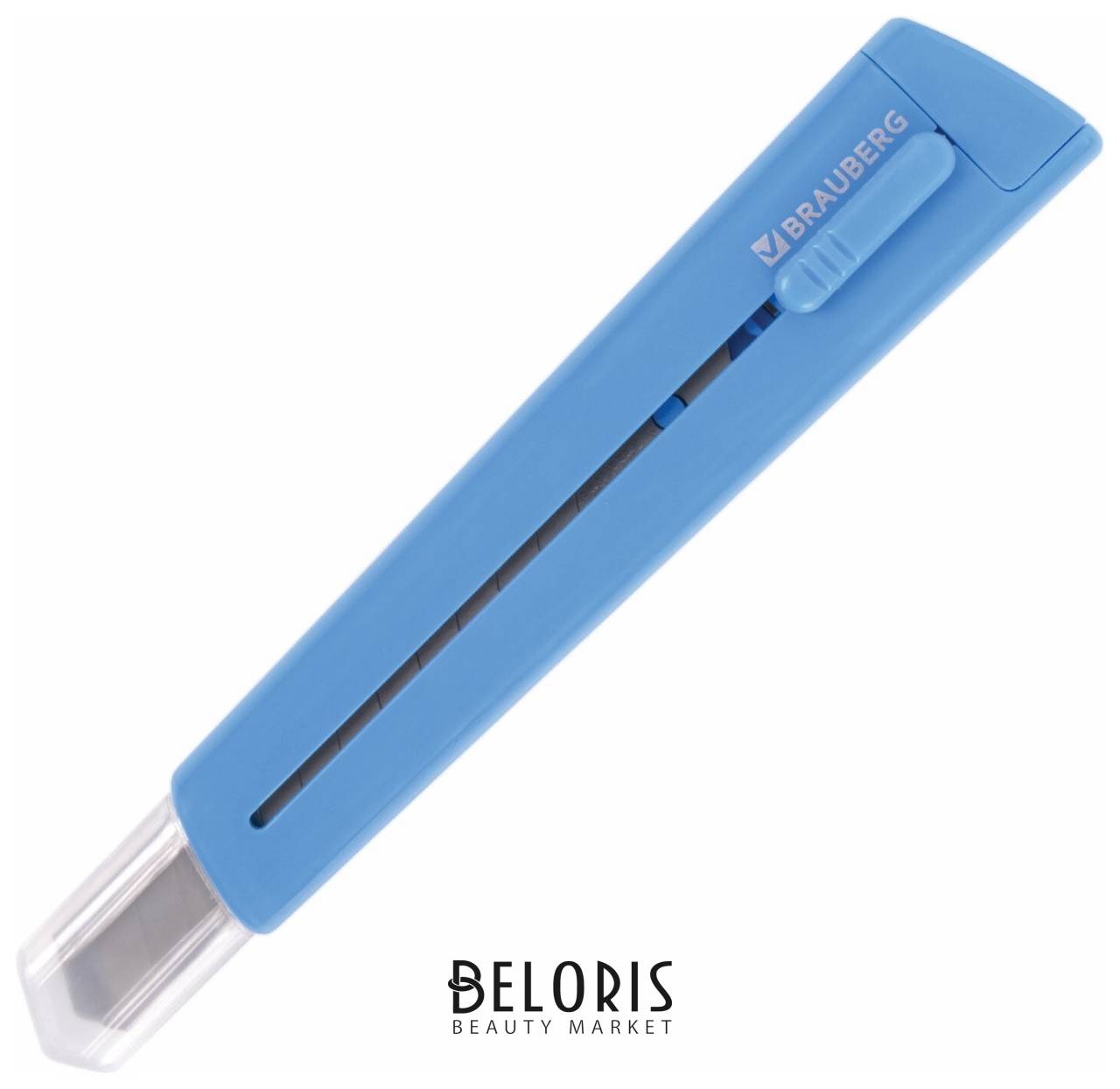 Нож канцелярский 9 мм Brauberg Delta, автофиксатор, цвет корпуса голубой, блистер, 237086 Brauberg