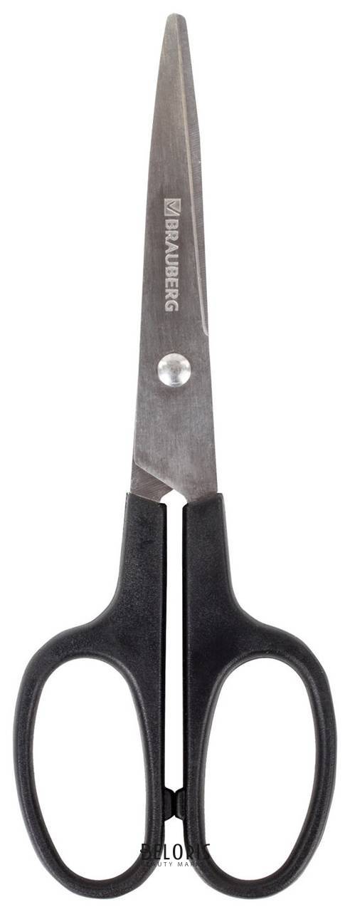 Ножницы Brauberg Standard 160 мм, черные, классической формы, 2-х сторонняя заточка, 237095 Brauberg