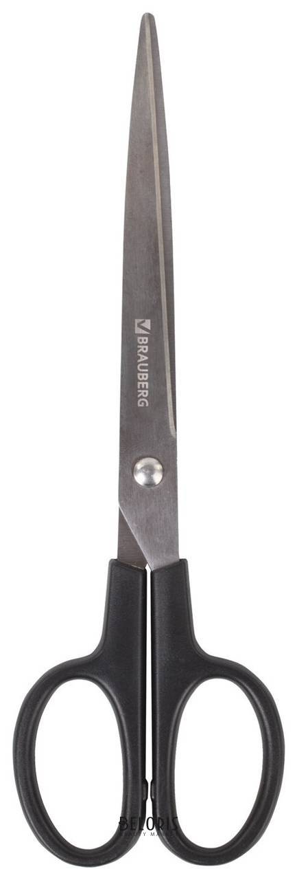 Ножницы Brauberg Standard 205 мм, черные, классической формы, 2-х сторонняя заточка, 237097 Brauberg