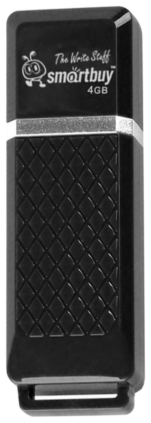 Флеш-диск 4 GB, Smartbuy Quartz, USB 2.0, черный, Sb4gbqz-k
