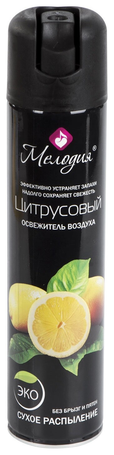 Освежитель воздуха аэрозольный 300 мл, мелодия "Цитрусовый", сухое распыление, 601906 Мелодия