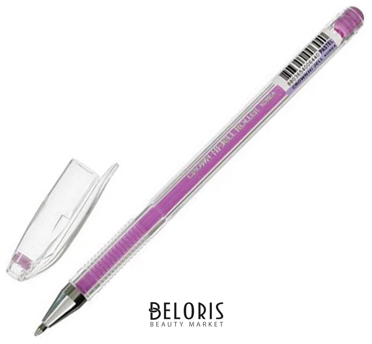 Ручка гелевая Crown Hi-jell Pastel, фиолетовая пастель, 0,8 мм, линия письма 0,5 мм, Hjr-500p Crown