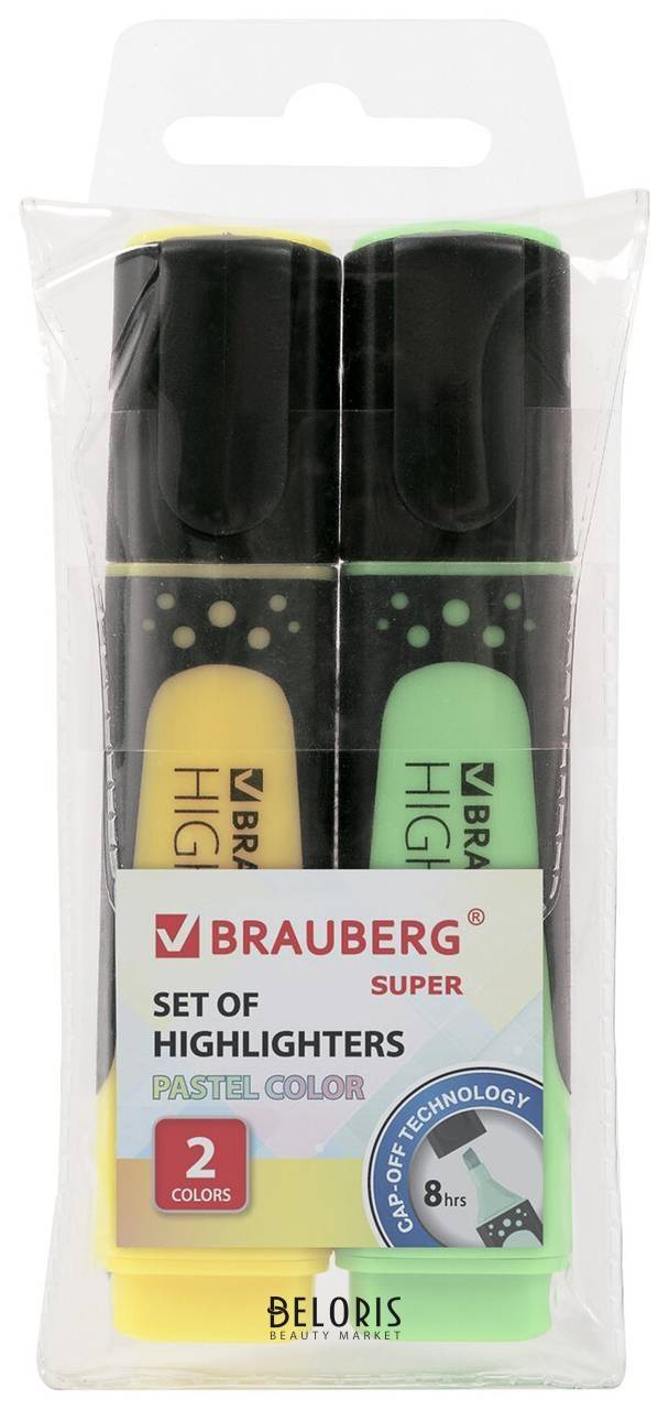 Набор текстовыделителей Brauberg 2 шт., ваниль/мята, Super Pastel, линия 1-5 мм, 151755 Brauberg