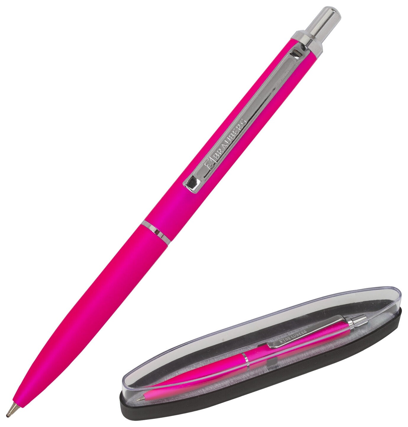 Ручка подарочная шариковая Brauberg "Bolero", синяя, корпус розовый с хромированными деталями, линия письма 0,5 мм, 143461  Brauberg