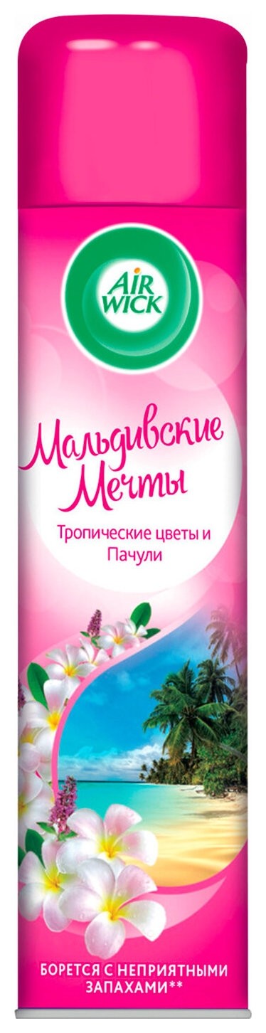 

Освежитель воздуха аэрозольный 290 мл Airwick "Мальдивские мечты"-"тропические цветы и пачули", 3094491