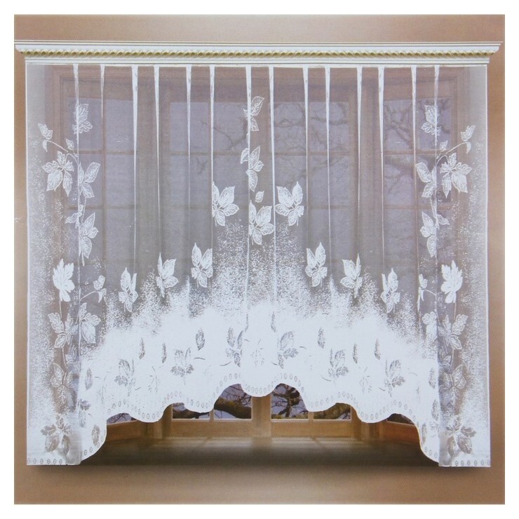 Штора кухонная со шторной лентой, ширина 260 см, высота 160 см, цвет белый  Лента