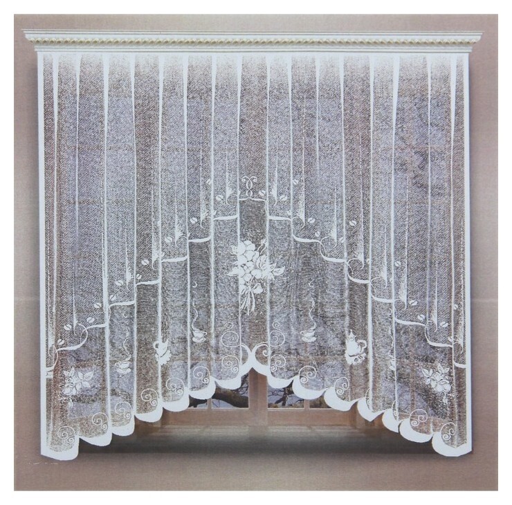 Штора кухонная 220х160 см, белый, 100% п/э, шторная лента  Лента