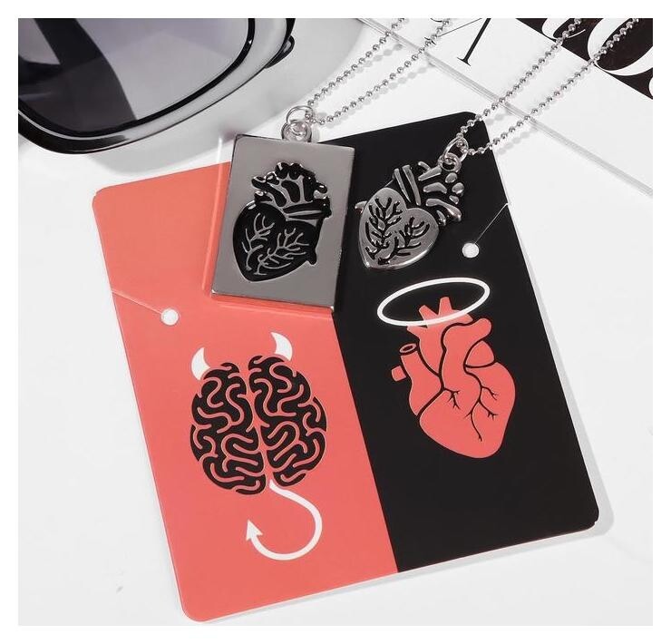 Кулоны "Неразлучники" сердце орган, цвет чернёное серебро, 45 см  Tell your story