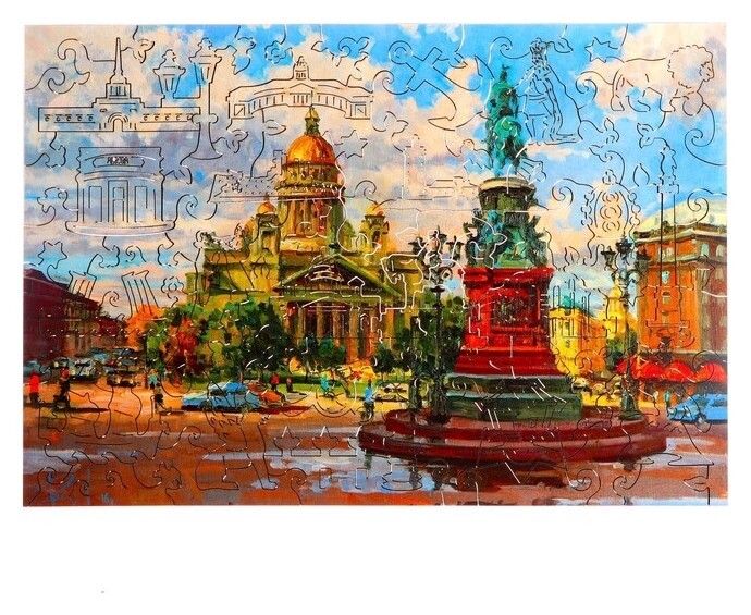 Фигурный деревянный пазл «Санкт-петербург», 70 деталей  Турбо детки