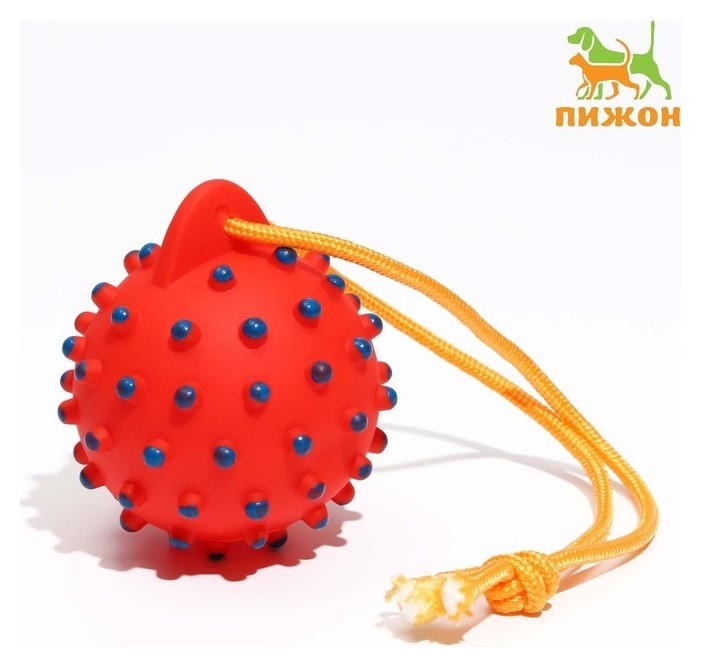 

Игрушка пищащая "Шар на верёвке" для собак, 8 см, красная