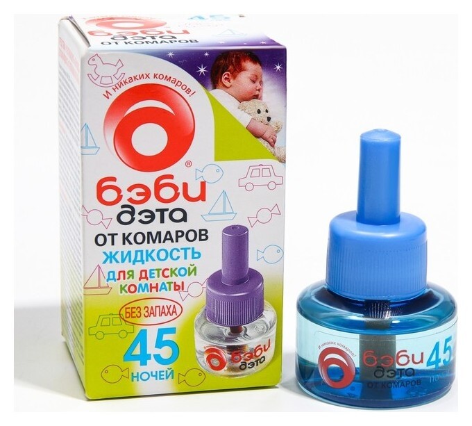 Дополнительный флакон-жидкость от комаров "Дэта бэби", без запаха, 45 ночей, флакон, 30 мл  Дэта