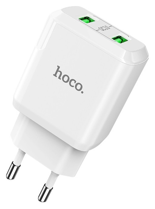 Сетевое зарядное устройство Hoco N6, 18 Вт, 2 USB Qc3.0 - 3 А, белый