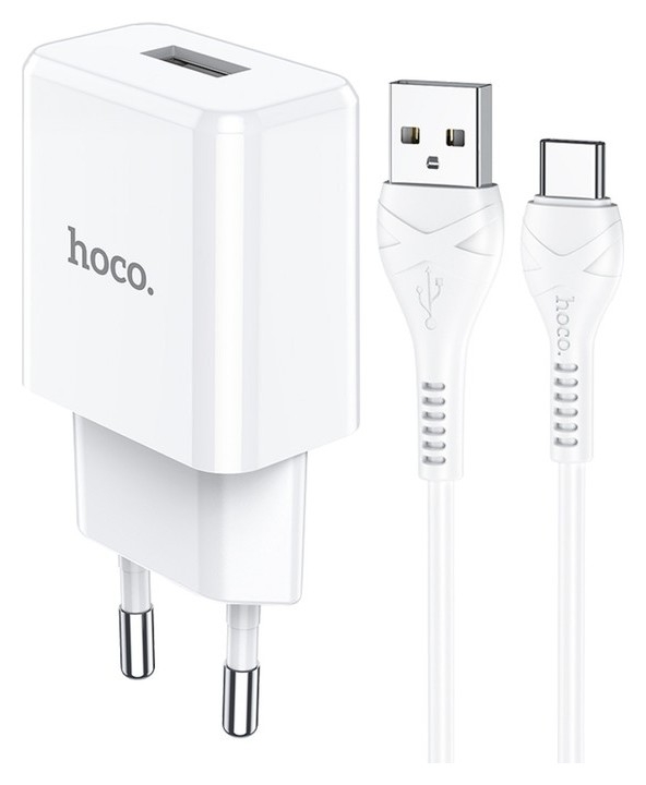 Сетевое зарядное устройство Hoco N9, USB - 2.1 А, кабель Type-c 1 м, белый