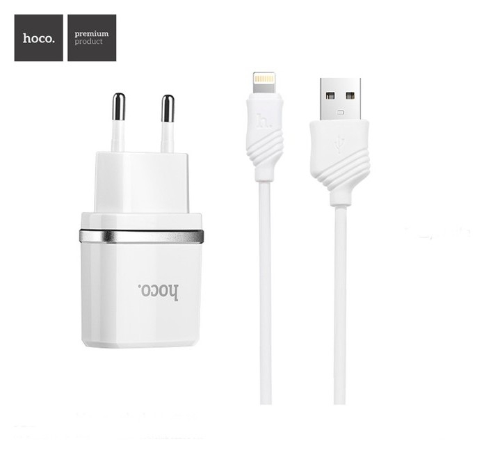 Сетевое зарядное устройство Hoco C11, USB - 1 А, кабель Lightning 1 м, белый