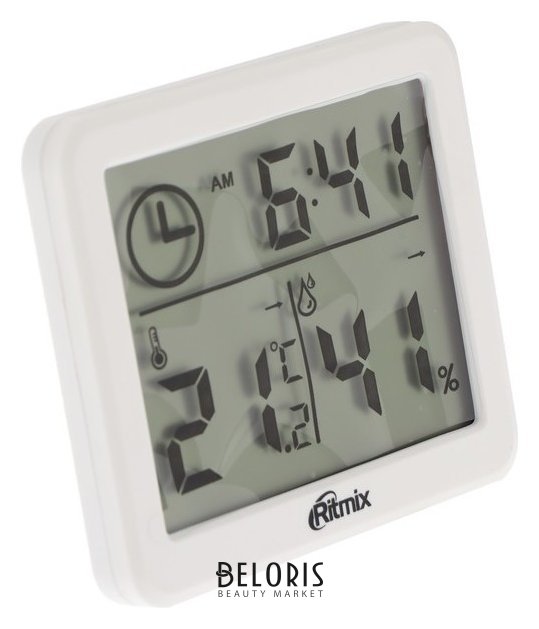 Метеостанция Ritmix Cat-041, комнатная, термометр, гигрометр, будильник, 1хcr2025, белая Ritmix