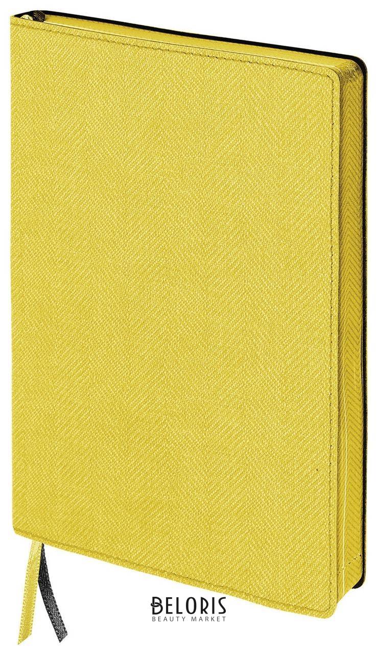 Блокнот А5 (148x213 мм), Brauberg Tweed, 112 л., гибкий, под ткань, линия, желтый, 110967 Brauberg