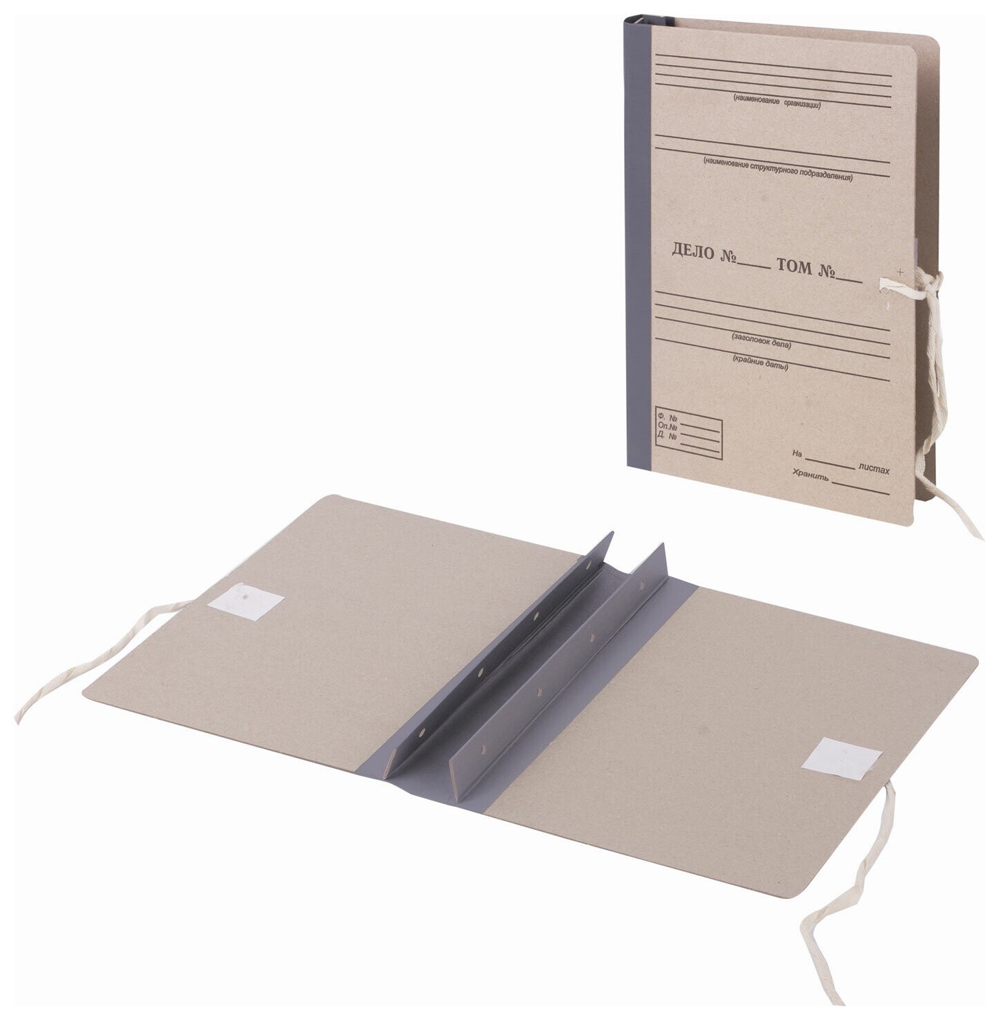 Папка архивная для переплета "Форма 21", 40 мм, с гребешками, бурая, 4 отверстия, завязки, Staff, 111054  Staff