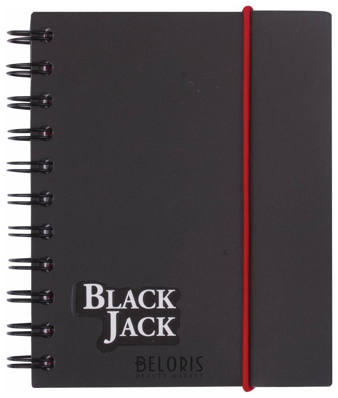 Блокнот малый формат (105х148 мм) А6, 150 л., гребень сбоку, на резинке, пластиковая обложка, клетка, Brauberg, Black Jack, 125388 Brauberg