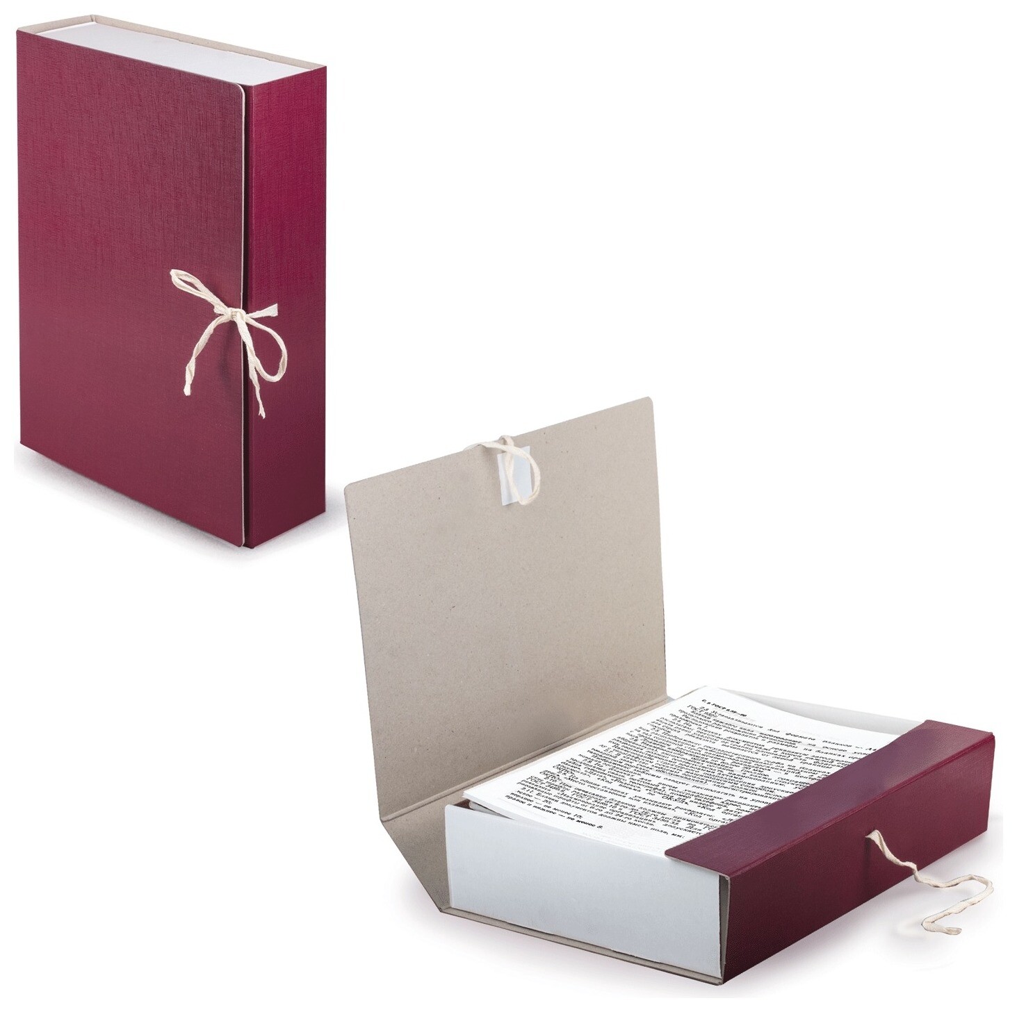 Короб архивный (240х330 мм), 80 мм, 2 завязки, бумвинил, до 700 листов, бордовый, Staff, 126900  Staff