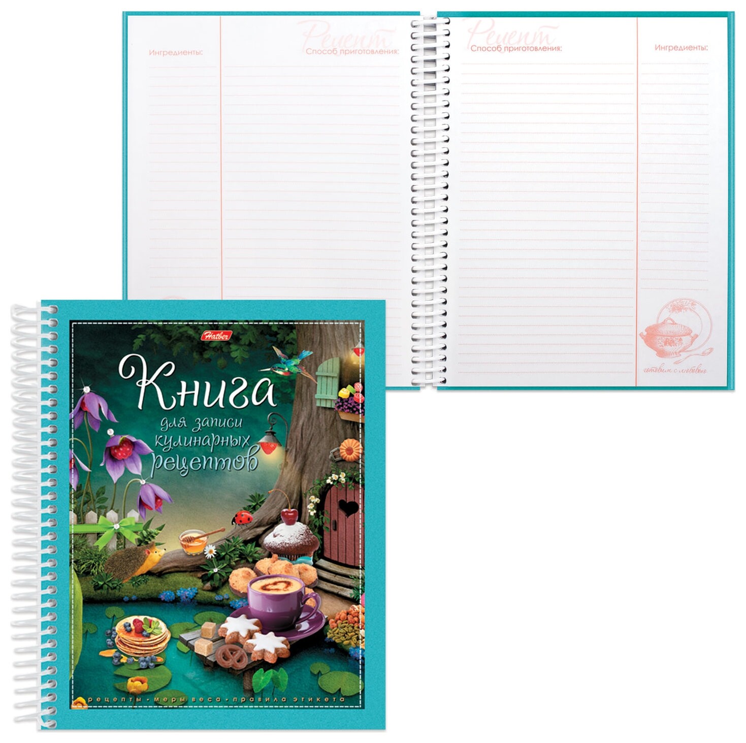Книга для кулинарных рецептов, А5, 80 л., Hatber, 7бц, спираль, 5 разделителей, "Кулинарная фантазия", 80ккт5aпс_12827  Hatber