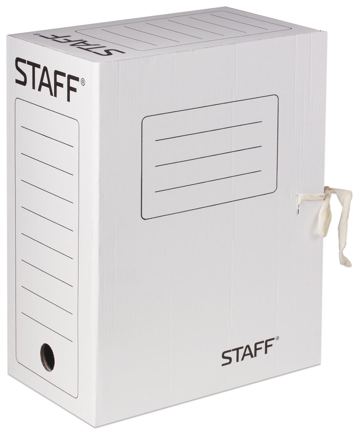 Папка архивная с завязками А4 (325х250 мм), 150 мм, до 1400 листов, микрогофрокартон, белая, Staff, 128875 Staff
