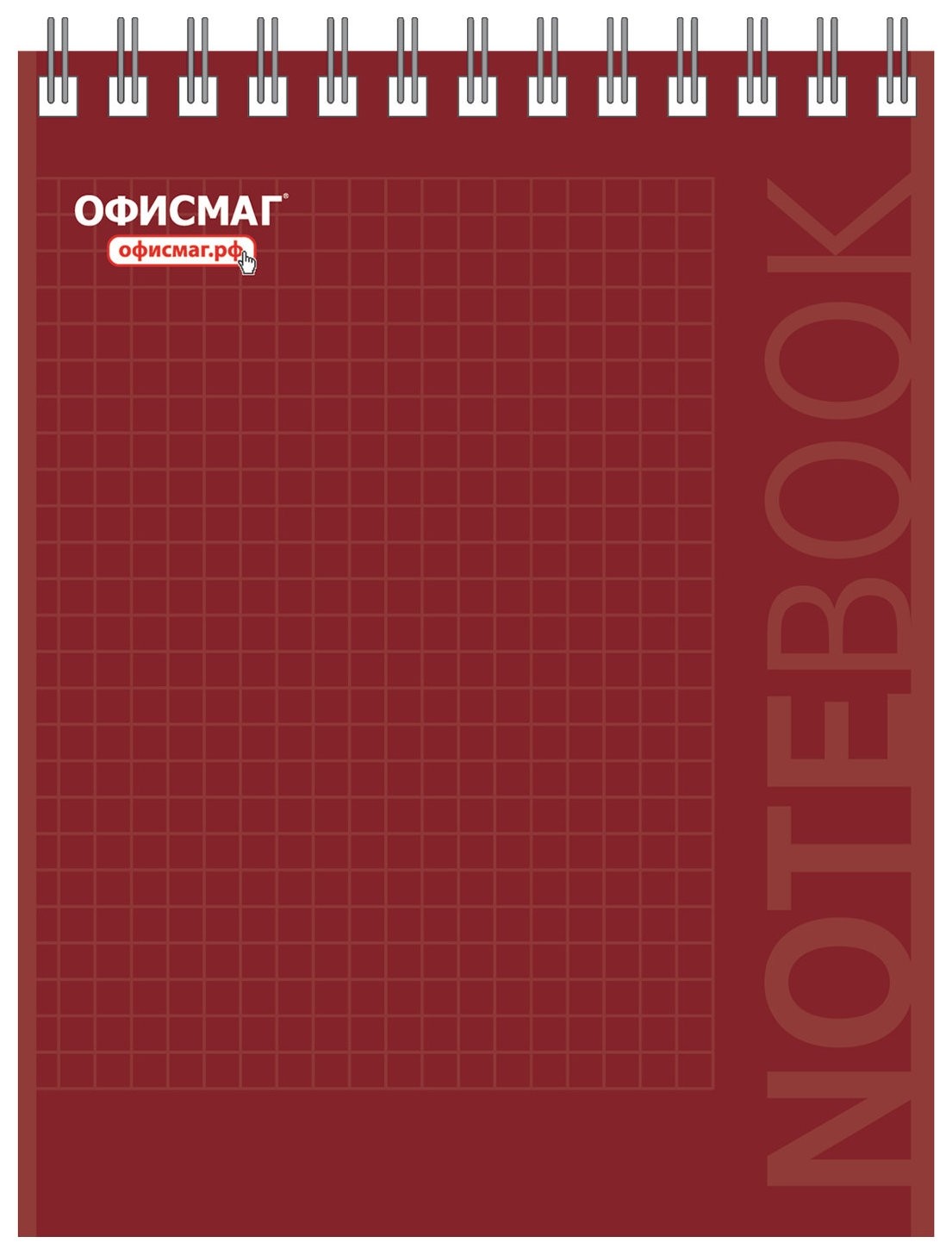 

Блокнот малый формат (108х146 мм) А6, 48 л., гребень, картон, клетка, офисмаг, красный, 129872