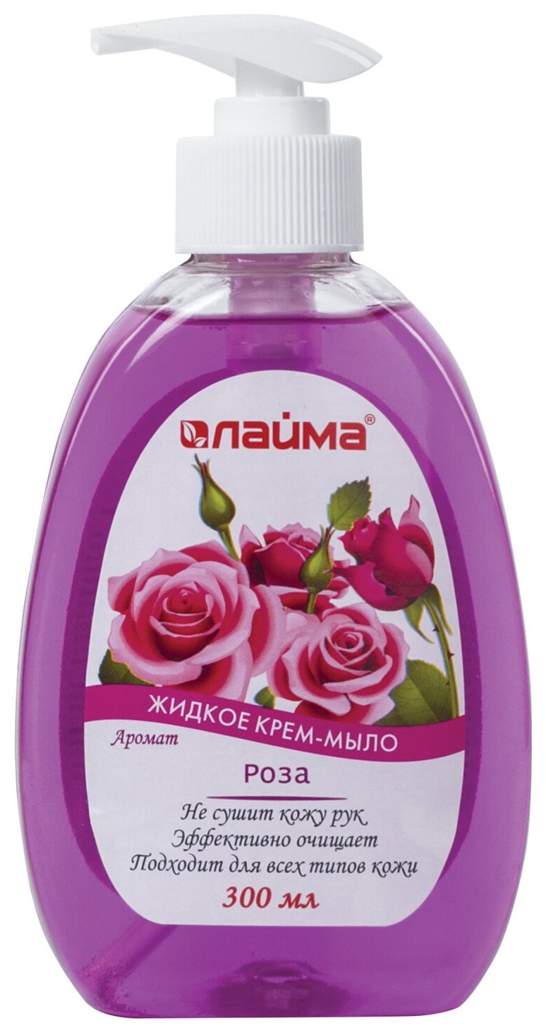

Мыло-крем жидкое 300 мл, лайма "Роза", дозатор, 603088, Розовый