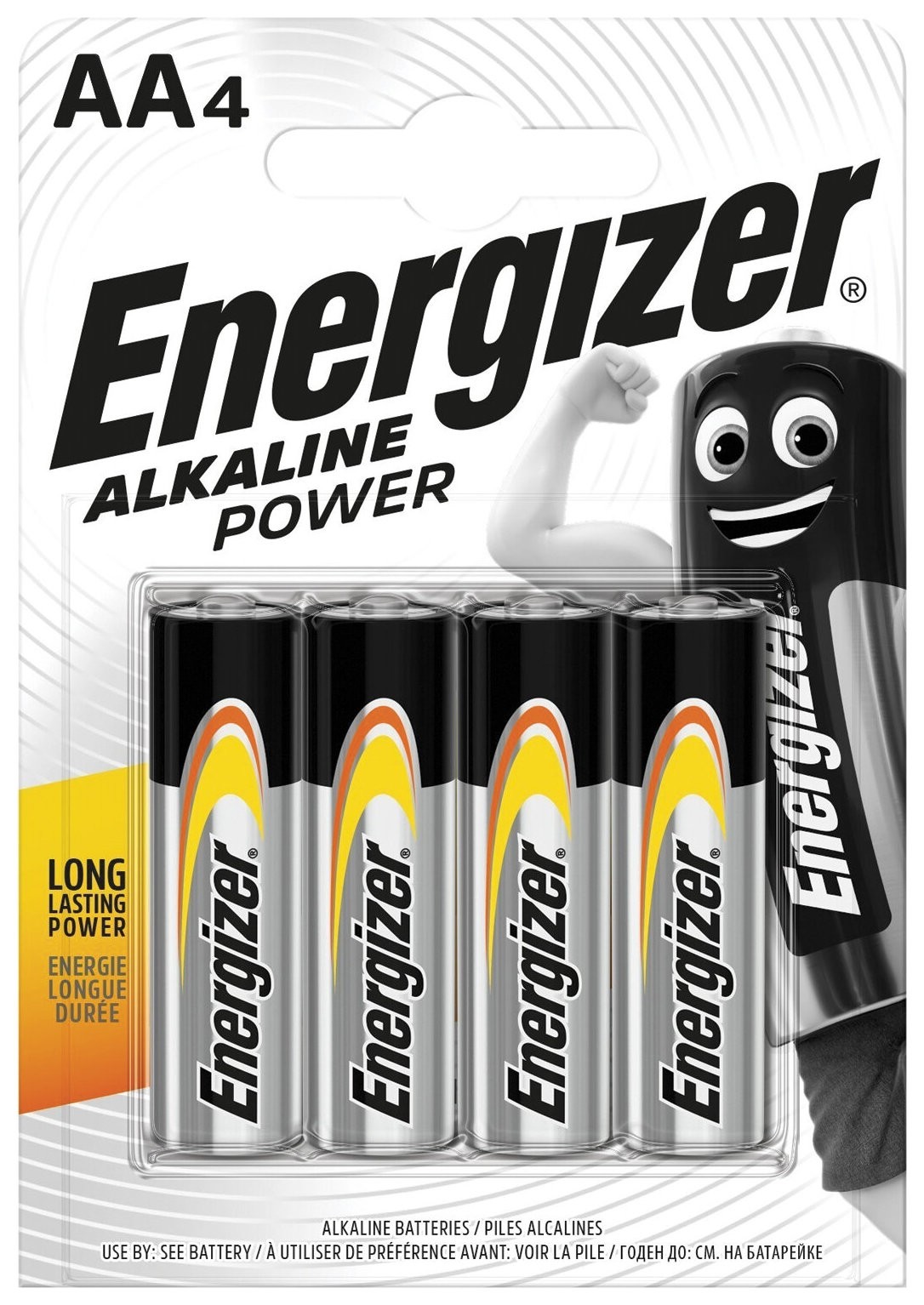 

Батарейки комплект 4 шт., Energizer Alkaline Power, AA (Lr06, 15а), алкалиновые, пальчиковые, блистер, E300132908