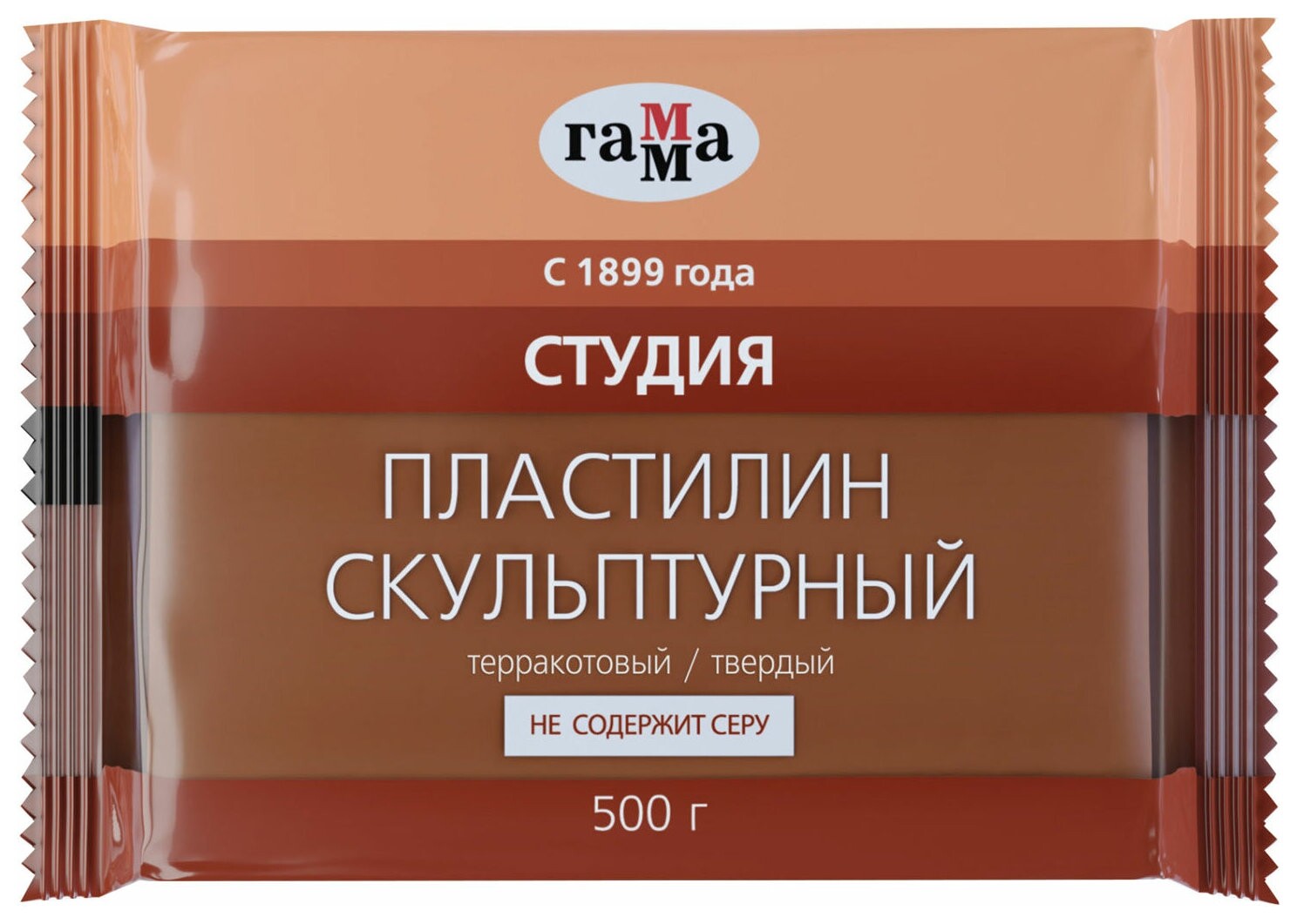 Пластилин скульптурный гамма "Студия", терракотовый, 0,5 кг, твердый, 2.80.е050.003.3 Гамма