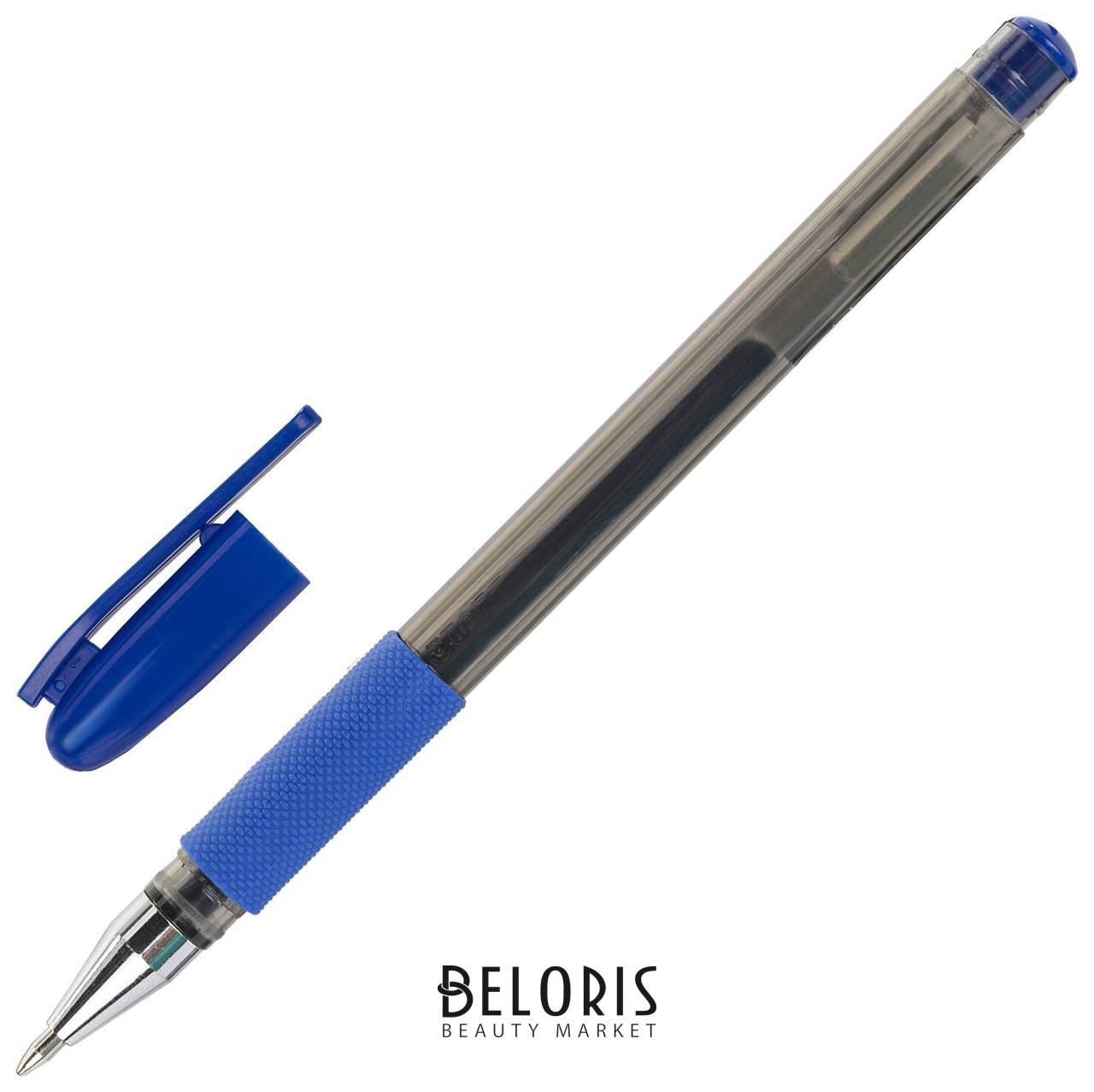 Ручка гелевая с грипом Staff Basic, синяя, корпус тонированный, узел 0,5 мм, линия письма 0,35 мм, 143676 Staff