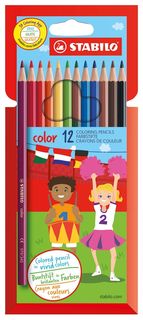 Карандаши цветные Stabilo "Color", 12 цветов, грифель 2,5 мм, заточенные, картонный футляр, 1912-77, 1912/77-11 Stabilo