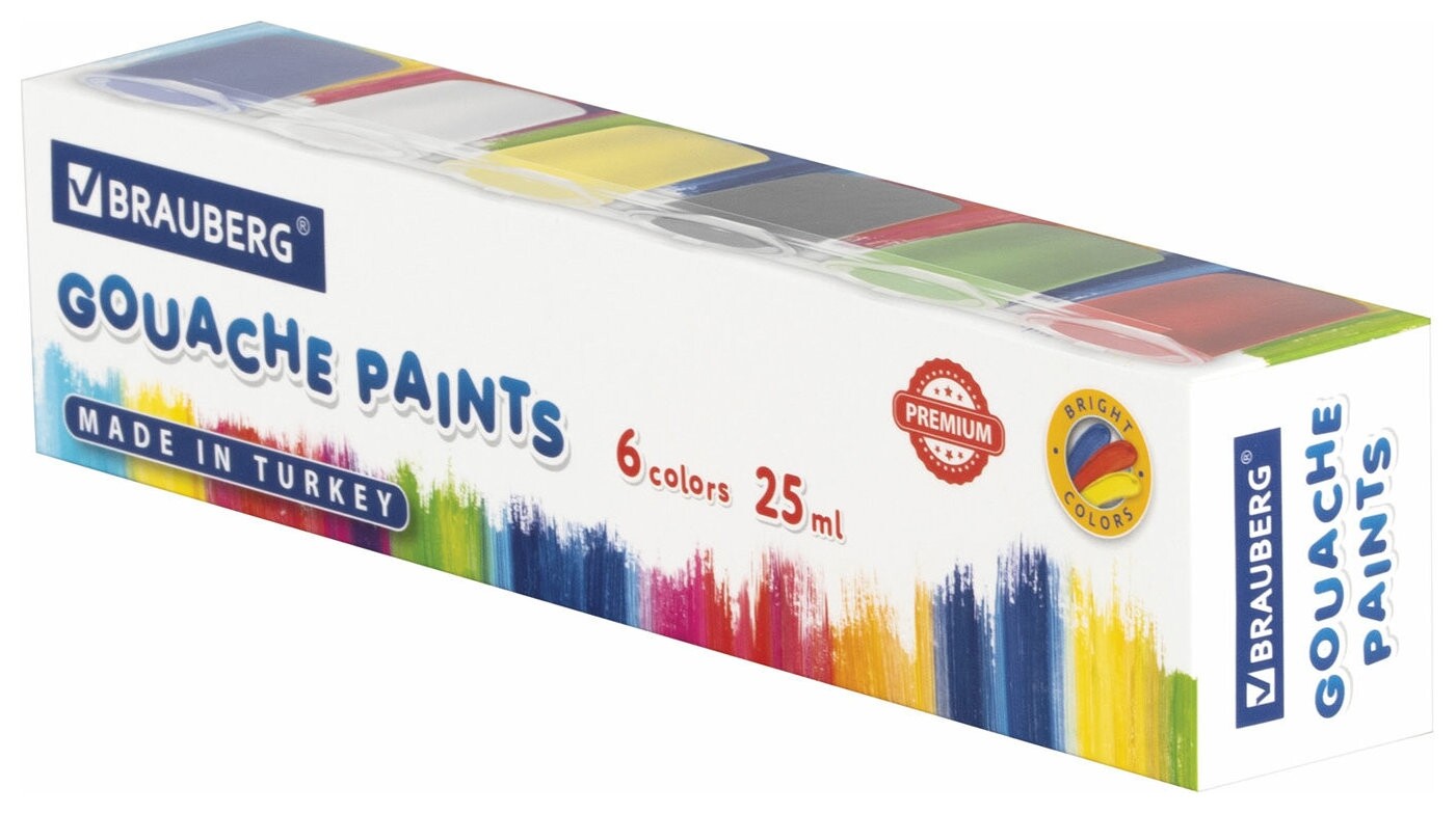 Гуашь Brauberg "Premium", 6 цветов по 25 мл, 191699  Brauberg
