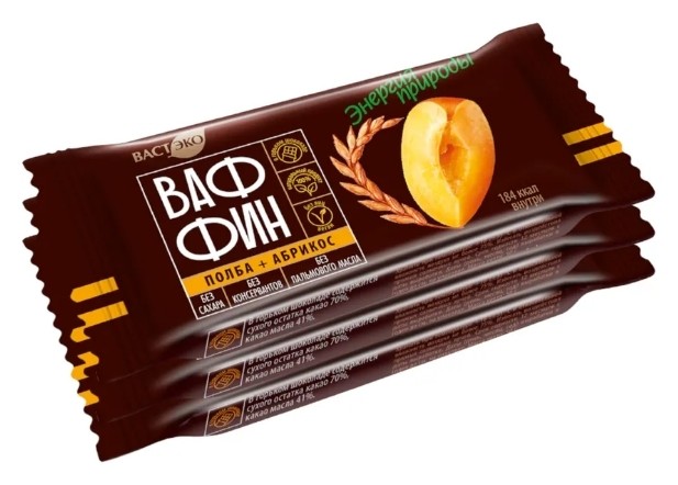 Вафли из полбы Ваффин абрикос в горьком шоколаде  Вастэко