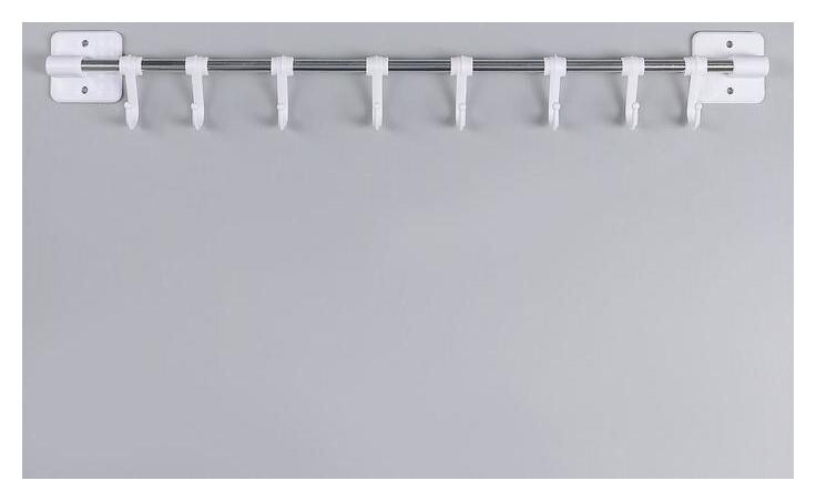 Держатель для полотенец металлический, 8 крючков, 44 см  