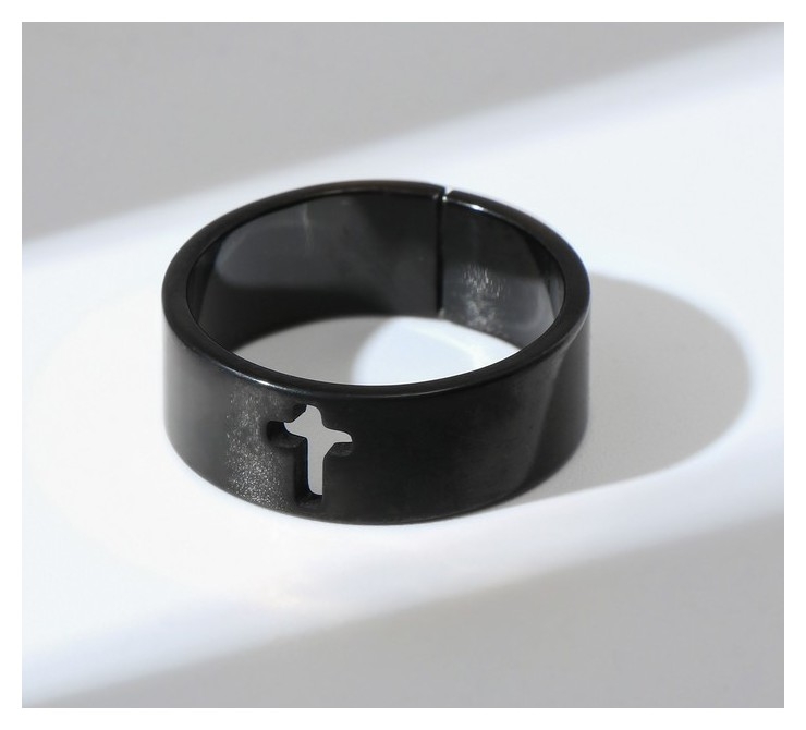 Кольцо Крест полость, цвет серый металл, безразмерное