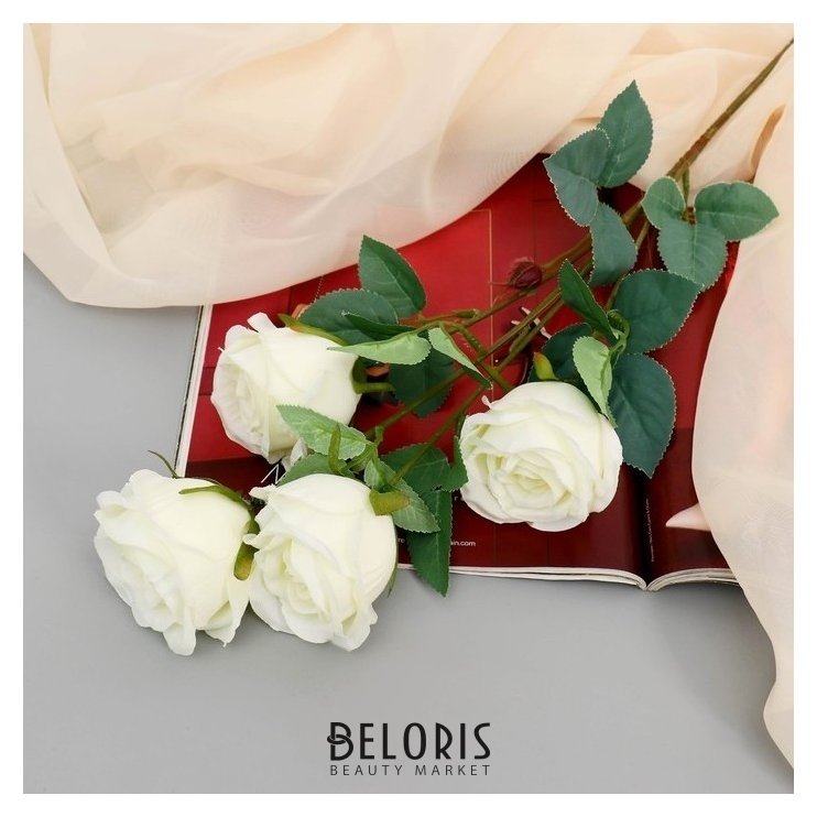 Цветы искусственные Роза Блю парфюм D-5 см 60 см белый NNB