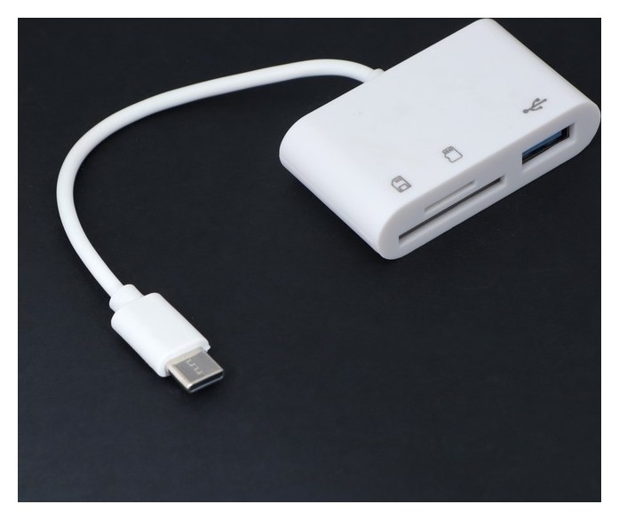 

Картридер-otg Luazon Lncr-099, адаптер Type-c, разъемы Usb, Microsd, SD, белый