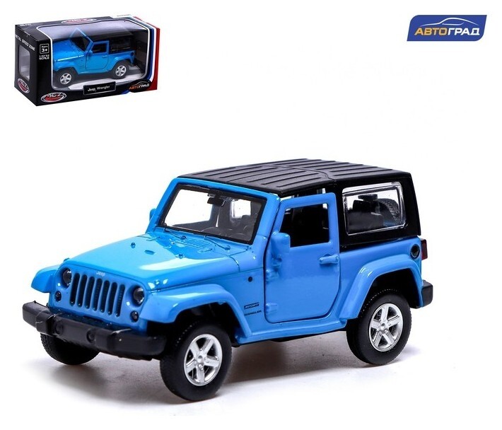 Машина металлическая Jeep Wrangler, 1:42, инерция, открываются двери, цвет синий  Автоград
